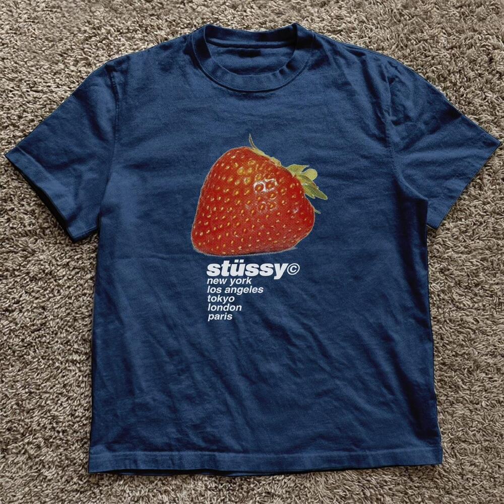 Navy Stussy Strawberry Tee